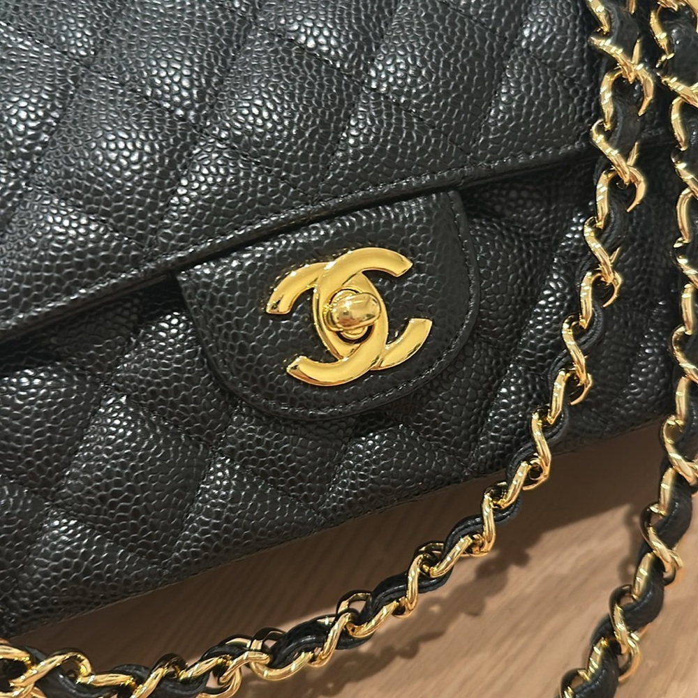 Classic Black Quilted Shoulder Bag with Gold Hardware - Picture 8 of 11